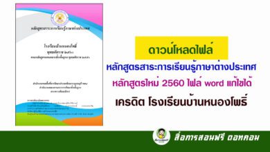 ดาวน์โหลดไฟล์ หลักสูตรสาระการเรียนรู้ภาษาต่างประเทศ หลักสูตรใหม่ 2560 ไฟล์ word แก้ไขได้ เครดิตโรงเรียนบ้านหนองโพธิ์