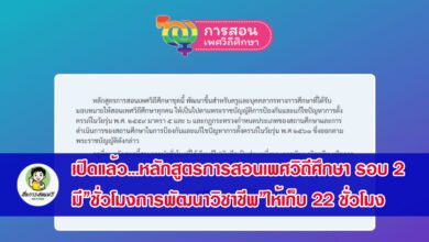 เปิดแล้ว...หลักสูตรการสอนเพศวิถีศึกษา รอบ 2 มี”ชั่วโมงการพัฒนาวิชาชีพ”ให้เก็บ 22 ชั่วโมง สามารถอบรมได้ถึง 28 กุมภาพันธ์ 2564