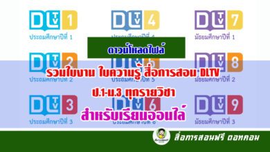 ดาวน์โหลดไฟล์ รวมใบงาน ใบความรู้ สื่อการสอน DLTV ป.1-ม.3 ทุกรายวิชา สำหรับเรียนออนไล์