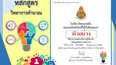 ขอเชิญทำแบบทดสอบ เรื่องหลักสูตรวิทยาการคำนวณ โดยโรงเรียนวัดหนองพลับ สังกัดสำนักงานเขตพื้นที่การศึกษาประถมศึกษากาญจนบุรี เขต 2