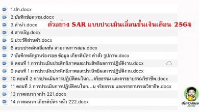 ตัวอย่าง SAR แบบประเมินเลื่อนขั้นเงินเดือน 2564