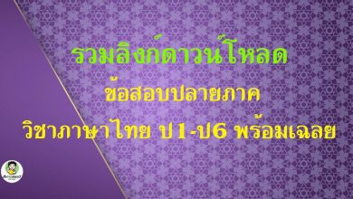 รวมลิงก์ดาวน์โหลด ข้อสอบปลายภาค วิชาภาษาไทย ป1-ป6 พร้อมเฉลย