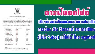 ตัวอย่างคำสั่งคณะกรรมการประเมินการอ่าน คิด วิเคราะห์ และการเขียน (ไฟล์ *.doc) แก้ไขได้ โดยเพจครูสายบัว