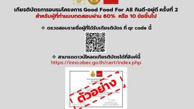 ดาวน์โหลดเกียรติบัตรการอบรมโครงการ​ Good ​Food​ For​ All​ กินดี-อยู่ดี​ ครั้งที่​ 2สำหรับผู้ที่ทำแบบทดสอบผ่าน​ 60% หรือ​ 1​0 ข้อขึ้นไป