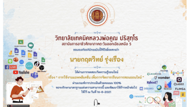 แบบทดสอบออนไลน์ การใช้งานแอพพลิเคชัน เพื่อการจัดการเรียนการสอนออนไลน์ ผ่านร้อยละ 70 รับเกียรติบัตรทางอีเมล โดยวิทยาลัยเทคนิคหลวงพ่อคูณ ปริสุทฺโธ