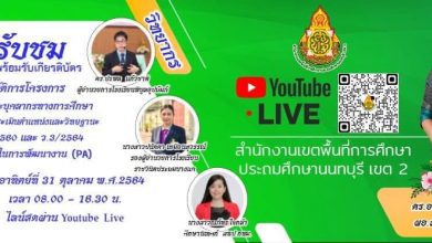 อบรมออนไลน์โครงการพัฒนาข้าราชการครู และบุคลากรทางการศึกษาตามหลักเกณฑ์และวิธีการประเมินตำแหน่งและ วิทยฐานะ และการจัดทำข้อตกลง ในการพัฒนางาน (PA) วันที่ 31 ตุลาคม พ.ศ.2564 เวลา 08.00 – 16.30 น. โดยสพป.นนทบุรี เขต2