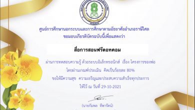 ขอเชิญทำแบบทดสอบออนไลน์ เรื่อง โครงการของพ่อ