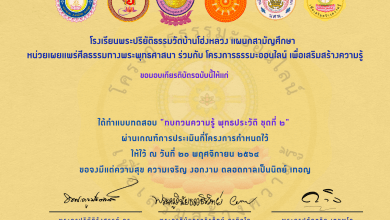 แบบทดสอบออนไลน์ ทบทวนความรู้ พุทธประวัติ ชุดที่๒ เกณฑ์การผ่านการประเมิน ๗๐ คะแนน ได้รับเกียรติบัตร