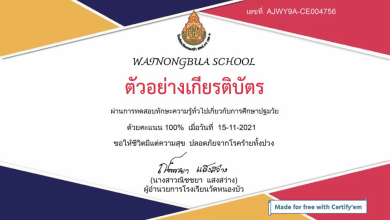 แบบทดสอบออนไลน์ เรื่อง “ความรู้ทั่วไปเกี่ยวกับการศึกษาปฐมวัย” ผ่านเกณฑ์รับเกียรติบัตรทาง E-mail