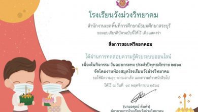 ขอเชิญทำแบบทดสอบอออนไลน์กิจกรรม วันลอยกระทง ประจำปี 2564