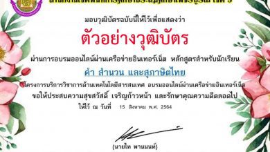 แบบทดสอบออนไลน์ “14 หลักสูตรสำหรับนักเรียน ” ผ่านเกณฑ์ สามารถดาวน์โหลดวุฒิบัตรได้ทันที