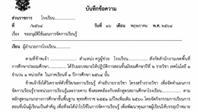 ดาวน์โหลดไฟล์ บันทึกข้อความขอใช้แผนการจัดการเรียนรู้ 2564