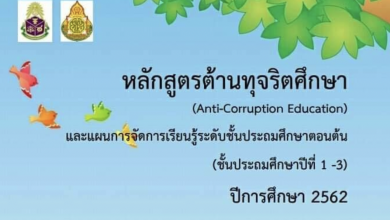 ดาวน์โหลดไฟล์ หลักสูตรต้านทุจริตศึกษา (Anti Corruption Education) และแผนการจัดการเรียนรู้ ระดับชั้นประถมศึกษาตอนต้น (ป.1-3) ปีการศึกษา 2562