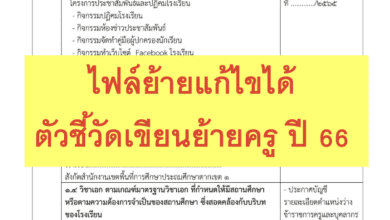 ดาวน์โหลดไฟล์ย้ายแก้ไขได้ ตัวชี้วัดเขียนย้ายครู ปี 66 โดย เพจแจกสื่อฟรี by ครูถูกต้อง