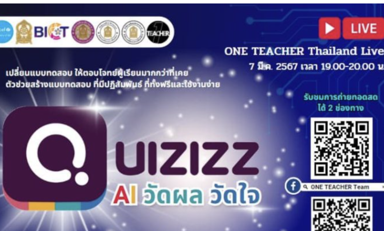 อบรมออนไลน์ฟรี OTT LIVE ครั้งที่ 9 หัวข้อ Quiziz AI วัดผล วัดใจ โดย ONE TEACHER Thailand (Southern Team) พฤหัสบดี ที่ 7 มีนาคม 2567