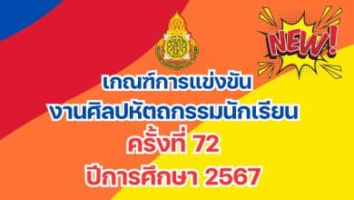 เกณฑ์การแข่งขันงานศิลปหัตถกรรมนักเรียน ครั้งที่ 72 ปีการศึกษา 2567 สำนักงานคณะกรรมการการศึกษาขั้นพื้นฐาน