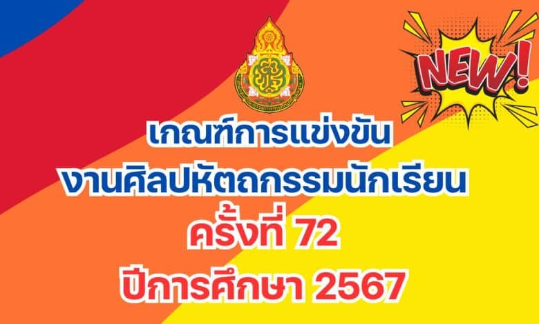 เกณฑ์การแข่งขันงานศิลปหัตถกรรมนักเรียน ครั้งที่ 72 ปีการศึกษา 2567 สำนักงานคณะกรรมการการศึกษาขั้นพื้นฐาน