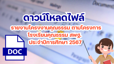 แจกฟรี รายงานโครงงานคุณธรรม ตามโครงการโรงเรียนคุณธรรม สพฐ. ประจำปีการศึกษา 2567