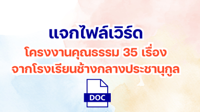 แจกไฟล์เวิร์ด โครงงานคุณธรรม 35 เรื่อง จากโรงเรียนช้างกลางประชานุกูล