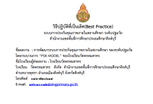 เผยแพร่ผลงาน แบบรายงานผลการปฏิบัติที่เป็นเลิศ (Best Practice)  เรื่อง ชื่อผลงาน : การพัฒนาระบบการประกันคุณภาพภายในสถานศึกษา ของระดับปฐมวัย โดยกระบวนการ “PSK MODEL” ของโรงเรียนวัดพรหมสาคร นางสาววีณ์รฐา จารุเสรณีย์